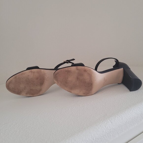 NINE WEST "PRUCE" BLOCK HEEL, BLACK LEATHER, ANKLE STRAP SANDAL, 8M - Picture 5 of 5